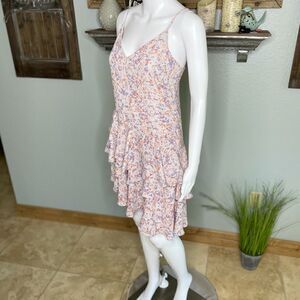 Prose and Poetry Asymmetrical Chiffon Ruffle Floral Spaghetti Strap Dress